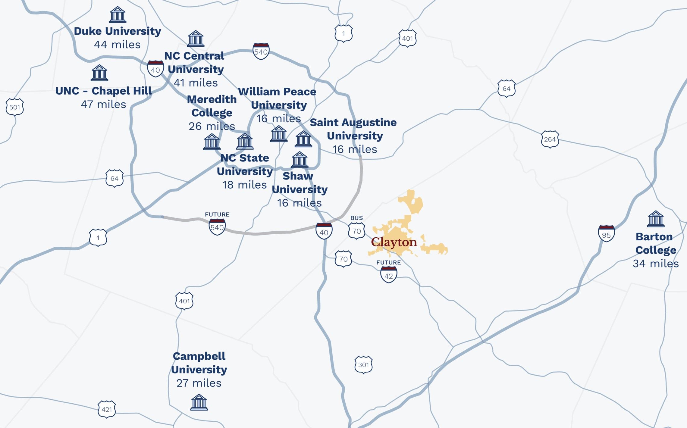 Universities Near the Triangle